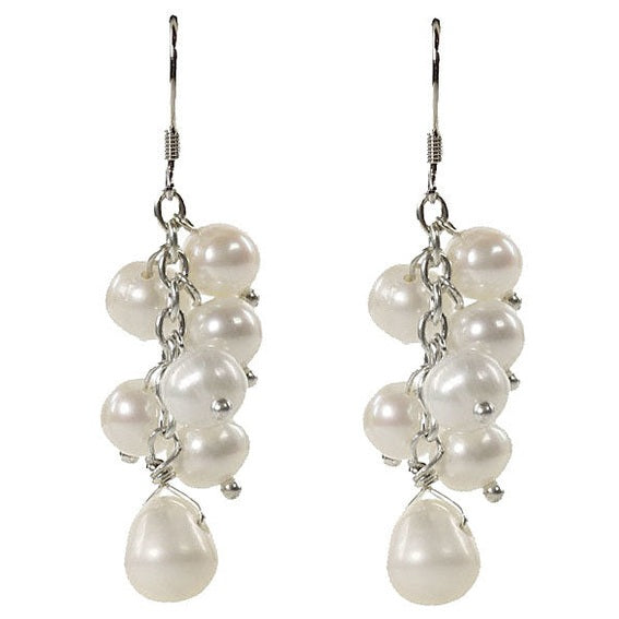 Zoetwater parel oorbellen met witte parels en sterling zilver (925) | Jozien