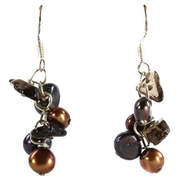 Zoetwater parel oorbellen met rookworst en sterling zilver (925) | Little Brown