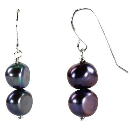 Zoetwater parel oorbellen met blauw paarse parels en gerhodineerd zilver | Peaca