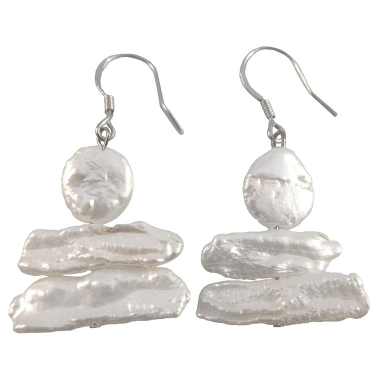 Zoetwater parel oorbellen met witte parels en sterling zilver (925) | Wendy