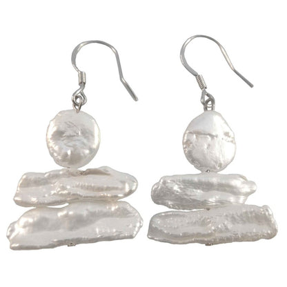 Zoetwater parel oorbellen met witte parels en sterling zilver (925) | Wendy