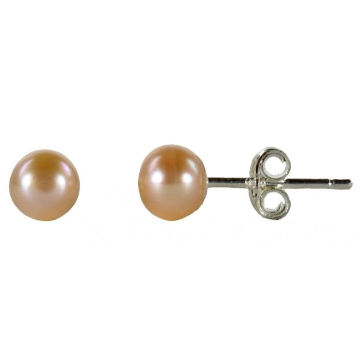 Zalm kleurige zoetwater parel oorbellen met sterling zilver (925) | Zia