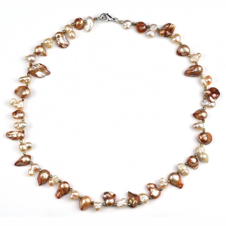 Zoetwater parelketting met bruine en zalm roze parels | Brown Lady