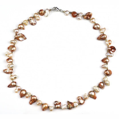 Zoetwater parelketting met bruine en zalm roze parels | Brown Lady