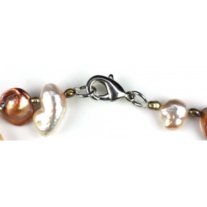 Slotje van zoetwater parelketting met bruine en zalm roze parels | Brown Lady
