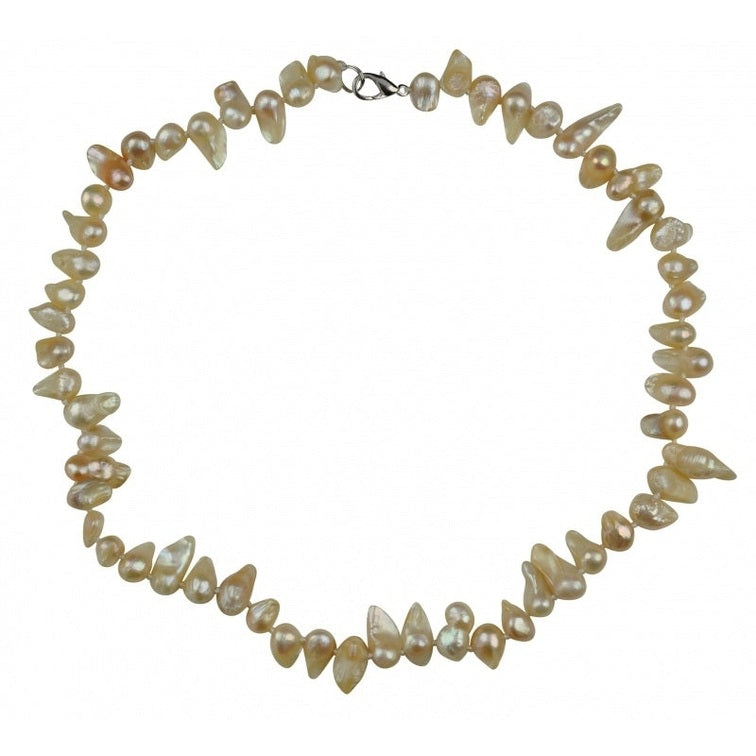 Handgeknoopte zoetwater parelketting met beige parels en sterling zilver (925) | Champagne Blister