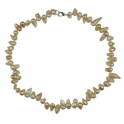 Handgeknoopte zoetwater parelketting met beige parels en sterling zilver (925) | Champagne Blister