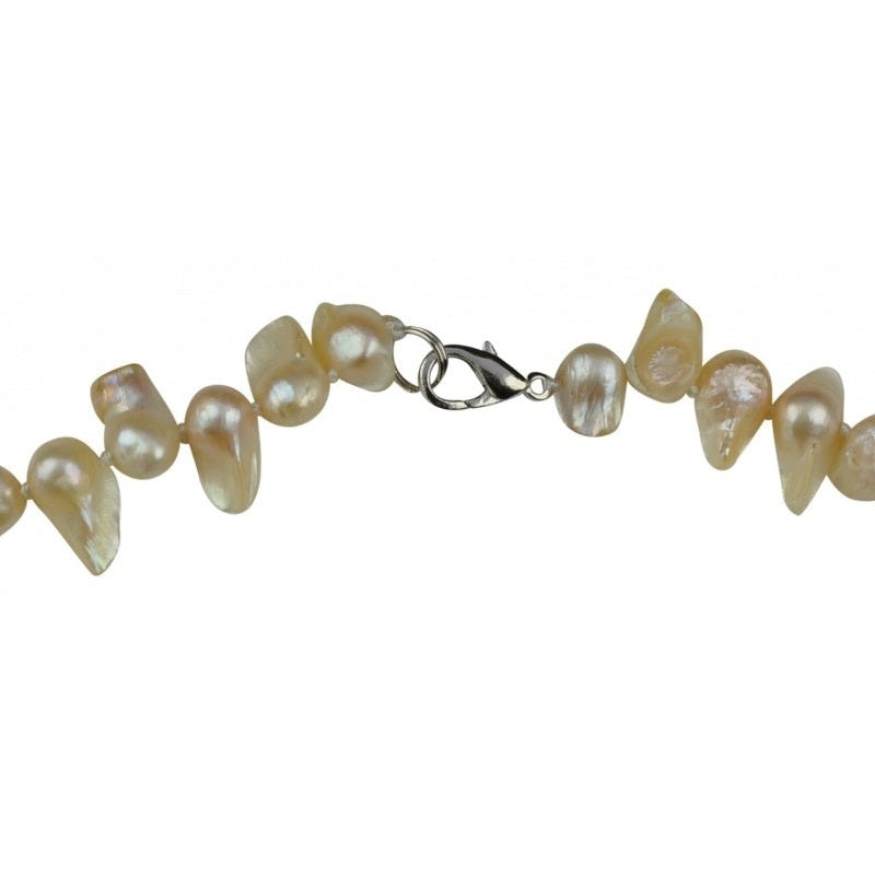 Slotje van handgeknoopte zoetwater parelketting met beige parels en sterling zilver (925) | Champagne Blister