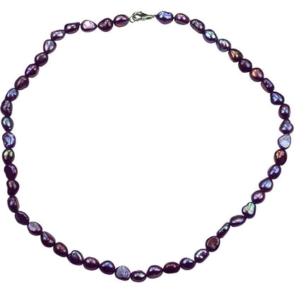 Zoetwater parelketting met blauw paarse parels en gerhodineerd zilver | dessa