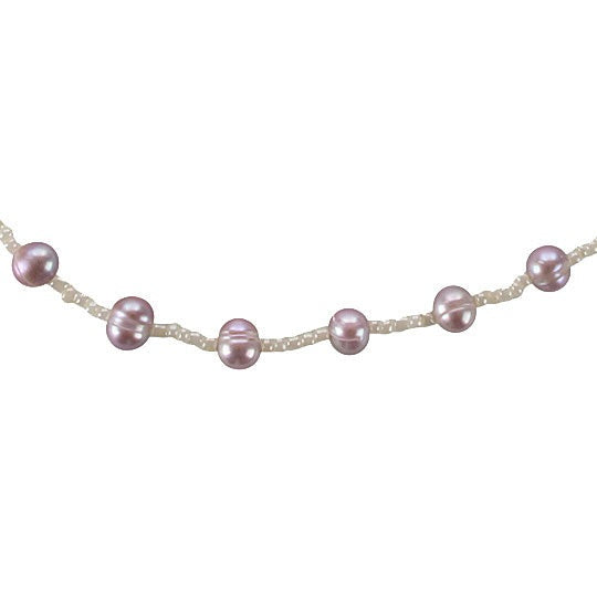 Detail van zoetwater parelketting met roze parels en sterling zilver (925) | Little Pink White