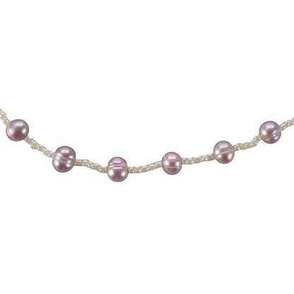 Detail van zoetwater parelketting met roze parels en sterling zilver (925) | Little Pink White