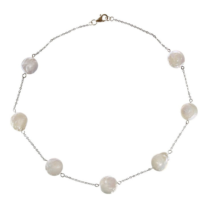 Zoetwater parelketting met grote witte parels | Marleen