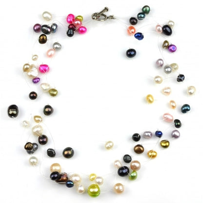 Korte zoetwater parelketting met vrolijk gekleurde parels | Meli