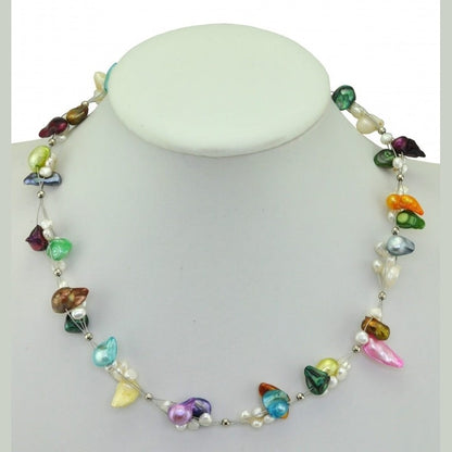 Zoetwater parelketting met vrolijk gekleurde parels en sterling zilver (925) op buste | Olivia