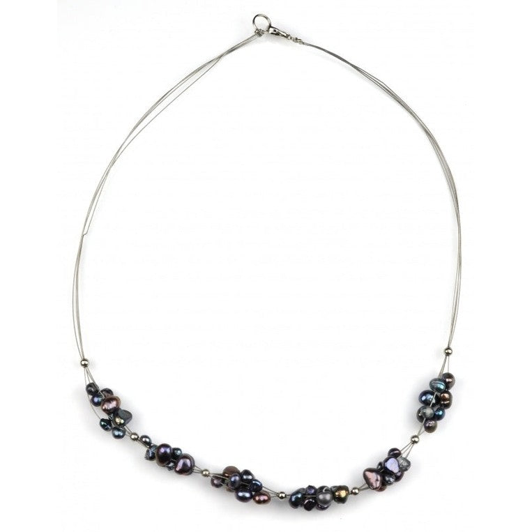 Zoetwater parelketting met paars blauwe parels en sterling zilver (925) | Patty