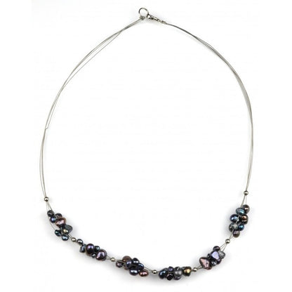 Zoetwater parelketting met paars blauwe parels en sterling zilver (925) | Patty