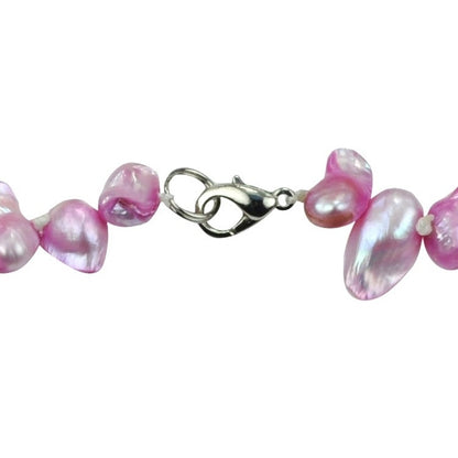 Slotje van handgeknoopte zoetwater parelketting met roze parels en sterling zilver (925) | Pink Blister