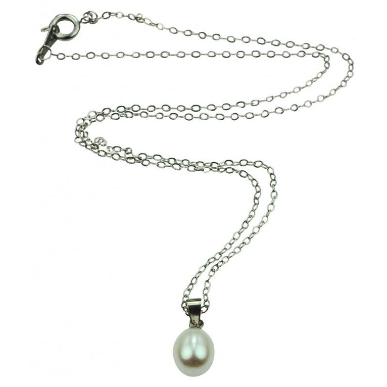 Zoetwater parelketting met witte parel hanger | Single Pearl White