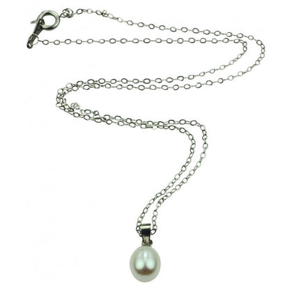Zoetwater parelketting met witte parel hanger | Single Pearl White