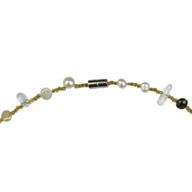 Magneetslotje van zoetwater parelketting met citrien en bergkristal | Fini