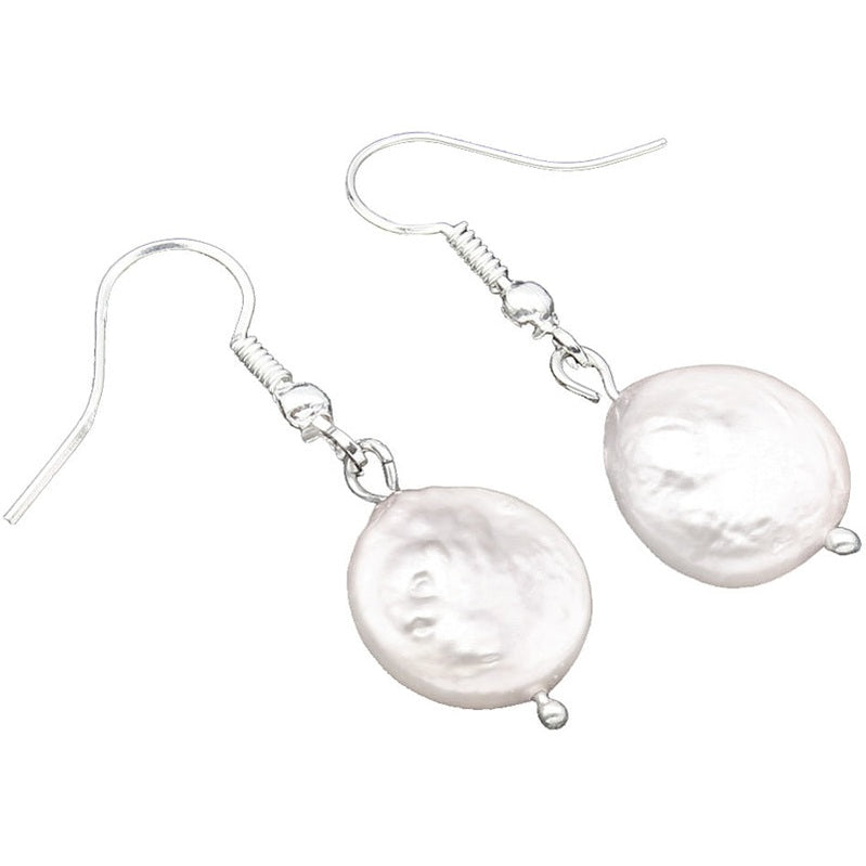 Witte zoetwater parel oorbellen met sterling zilver (925), zijaanzicht | Colly White