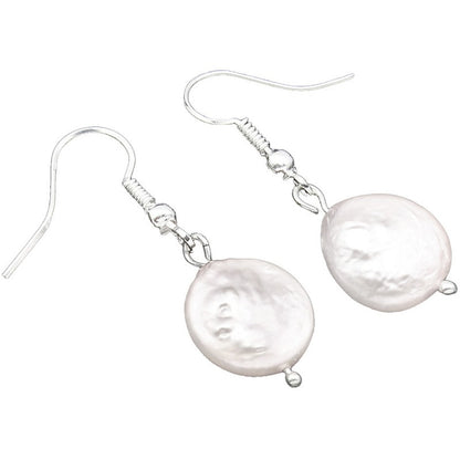 Witte zoetwater parel oorbellen met sterling zilver (925), zijaanzicht | Colly White