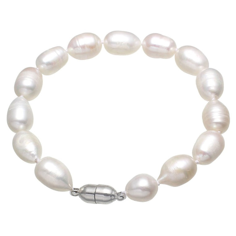 Wit zoetwater parel armband met magneetslot | Abigail