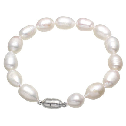 Wit zoetwater parel armband met magneetslot | Abigail