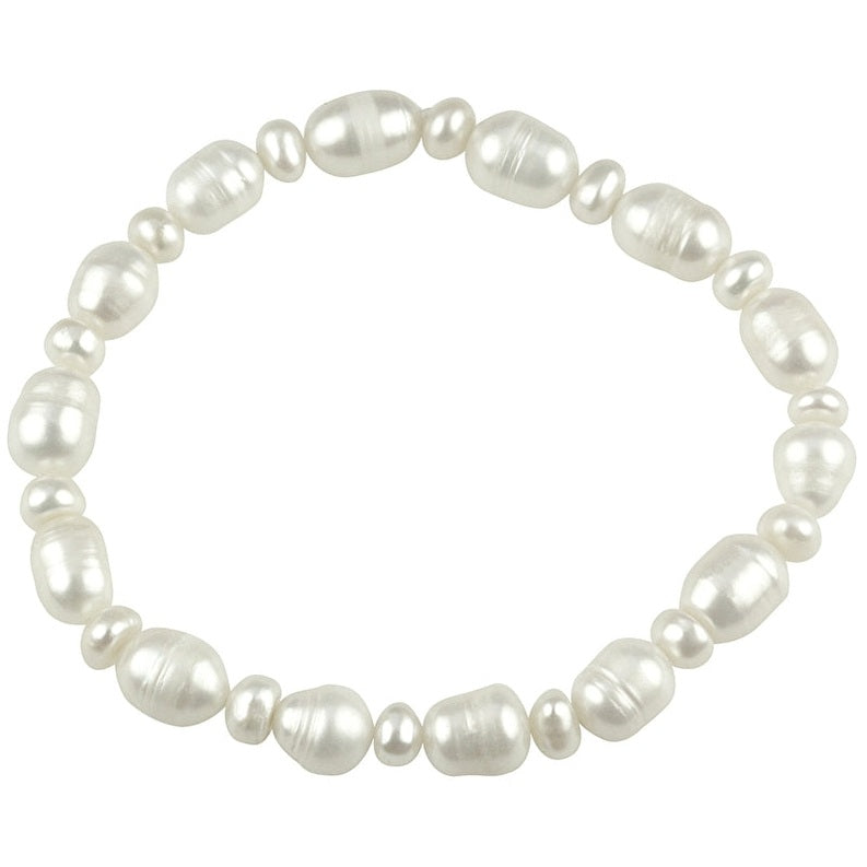 Wit elastisch zoetwater parel armband | Big and Small