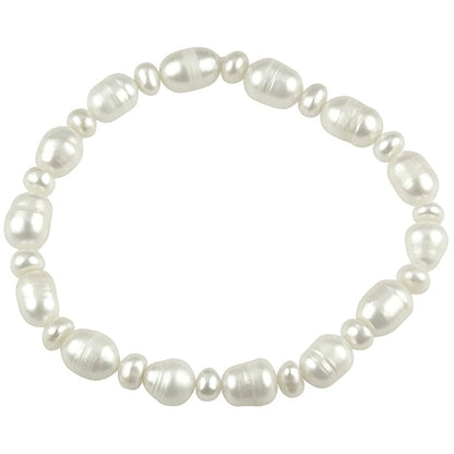 Wit elastisch zoetwater parel armband | Big and Small