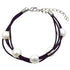 Wit zoetwater parel armband met zwart leer en sterling zilver (925) | Black Leather 5 Pearl