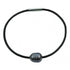 Grijs blauwe zoetwater parel armband met zwart leer | Black Leather Pearl Grey