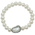 Wit zoetwater parel armband met stras steentjes, elastisch | Bing Biwa Pearl