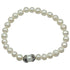 Wit zoetwater parel armband met zwarte stras steentjes, elastisch | Bling Rice Pearl