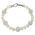 Wit zoetwater parel armband met zilveren stras steentjes | Bling Silver Pearl
