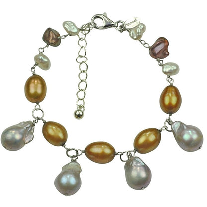 Zoetwater parel armband met grijze, bruine en witte parels | Daisy