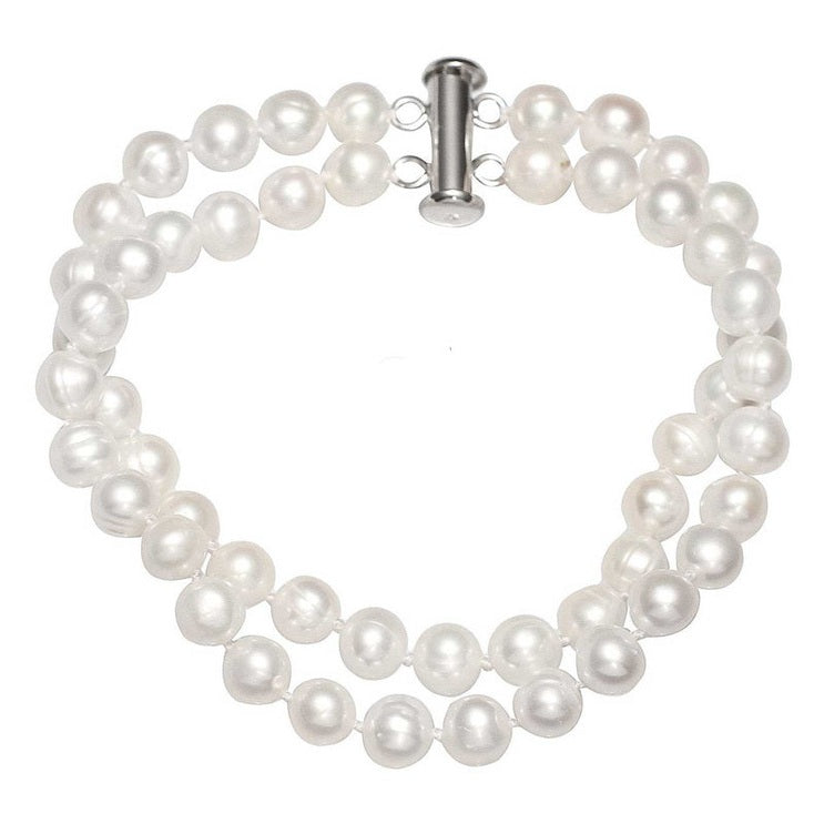 Wit zoetwater parel armband in 2 rijen | Dederique