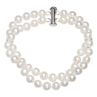 Wit zoetwater parel armband in 2 rijen | Dederique