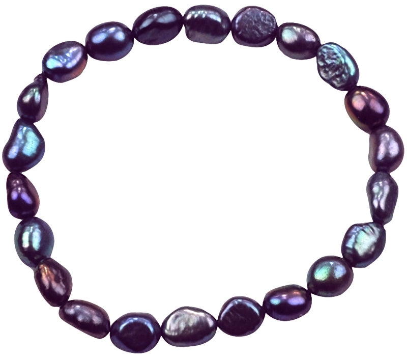 Elastisch parel armband met donkere paars blauwe parels | Dessa