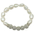Wit zoetwater parel armband met stras steentjes, elastisch | Five Bling Pearl