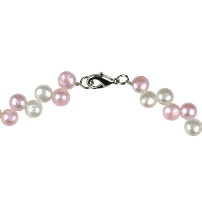 Sterling zilveren slotje van zoetwater parel armband met witte en roze zoetwater parels | Gonty
