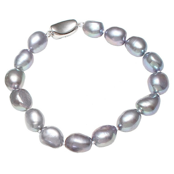 Handgeknoopte zoetwater parel armband met grijze parels | set Grina