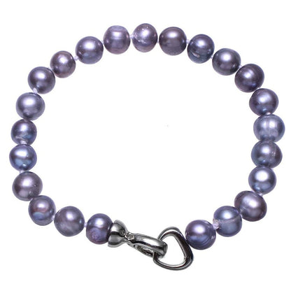 Handgeknoopt zoetwater parel armband met blauw-grijze parels | Grizelle