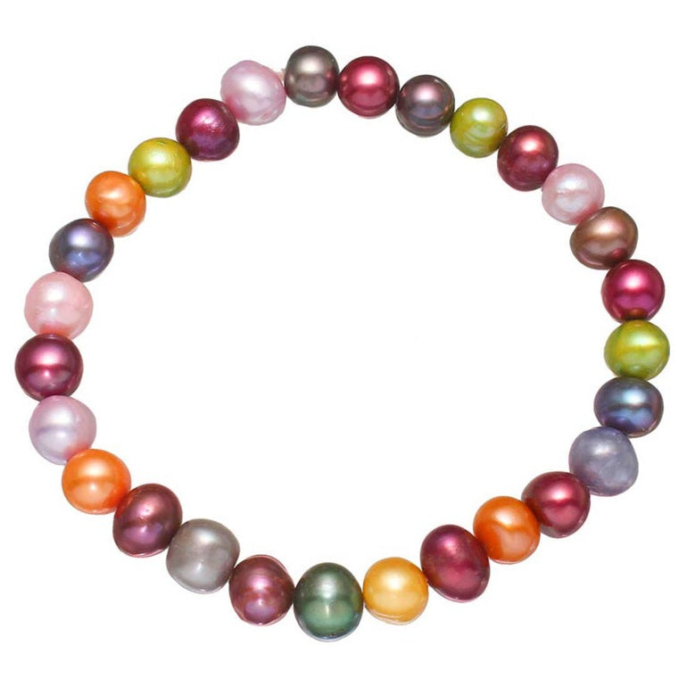 Zoetwater parel armband met vrolijke kleurtjes, elastisch | Indian Summer