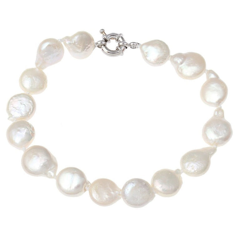 Wit zoetwater parel armband met coin parels | Little White Coin Pearl