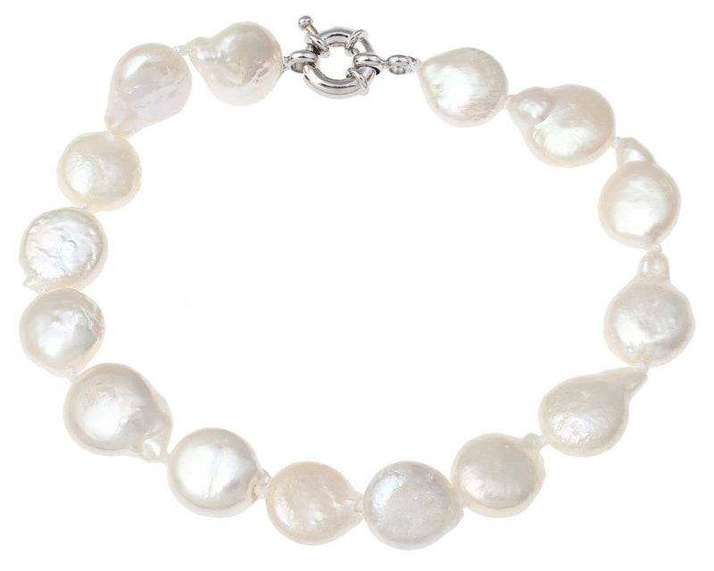 Wit zoetwater parel armband met coin parels | Little White Coin Pearl