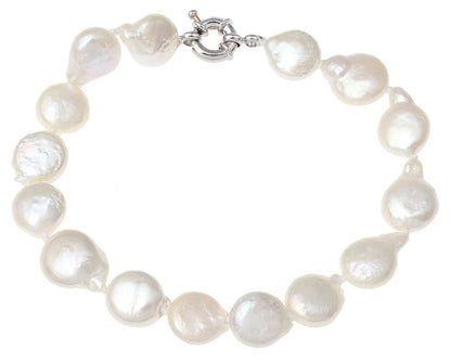 Wit zoetwater parel armband met coin parels | Little White Coin Pearl