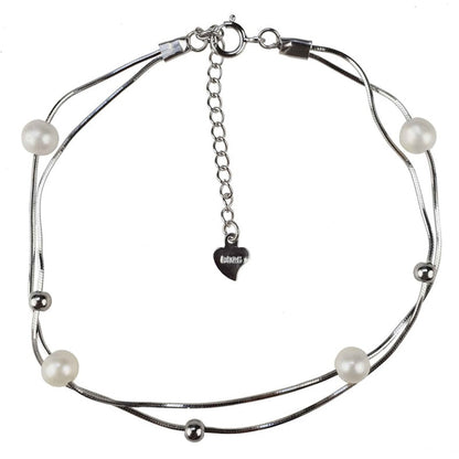Wit zoetwater parel armband met sterling zilver (925), minimalistisch | Liv