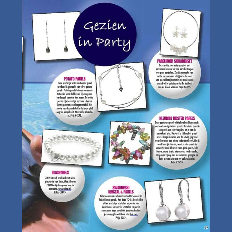 Wit zoetwater parel armband met sterling zilver (925), minimalistisch, gezien in tijdschrift Party | Liv