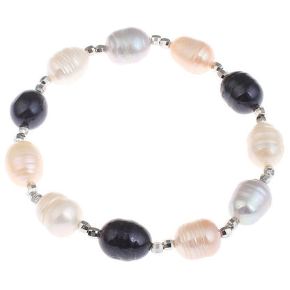Zoetwater parel armband met witte, grijze en zalm kleurige parels | Marlotte